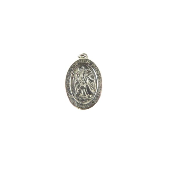 925 Saint Christopher Travel Pendant/Charm Medal by Anson Oval 23.7mm - Picture 1 of 2